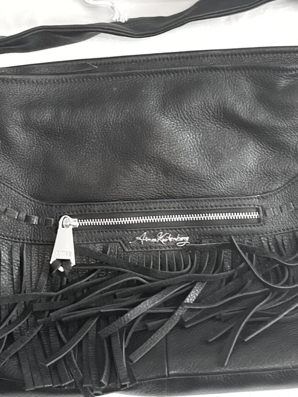 AIMEE KESTENBERG Large Black Fringed Leather Hobo NWT + Dustbag